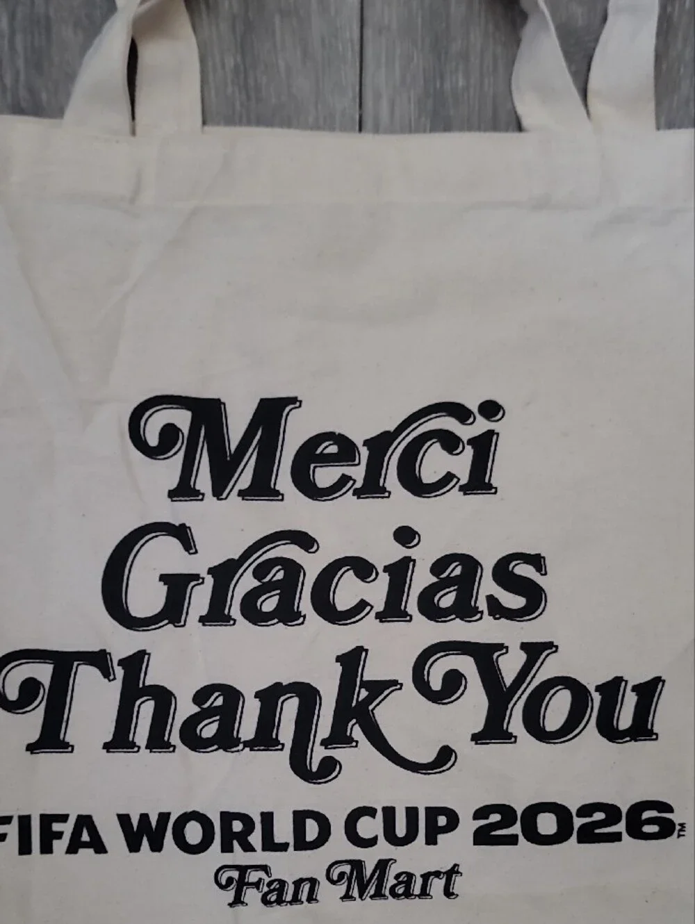 FIFA World Cup 2026 'Merci Gracias Thank You' Canvas Tote